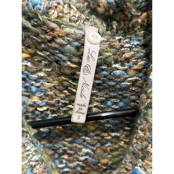 Leo and Nicole Multicolor Knit Cardigan Oversized Shawl Collar Sz Small - Picture 5 of 11